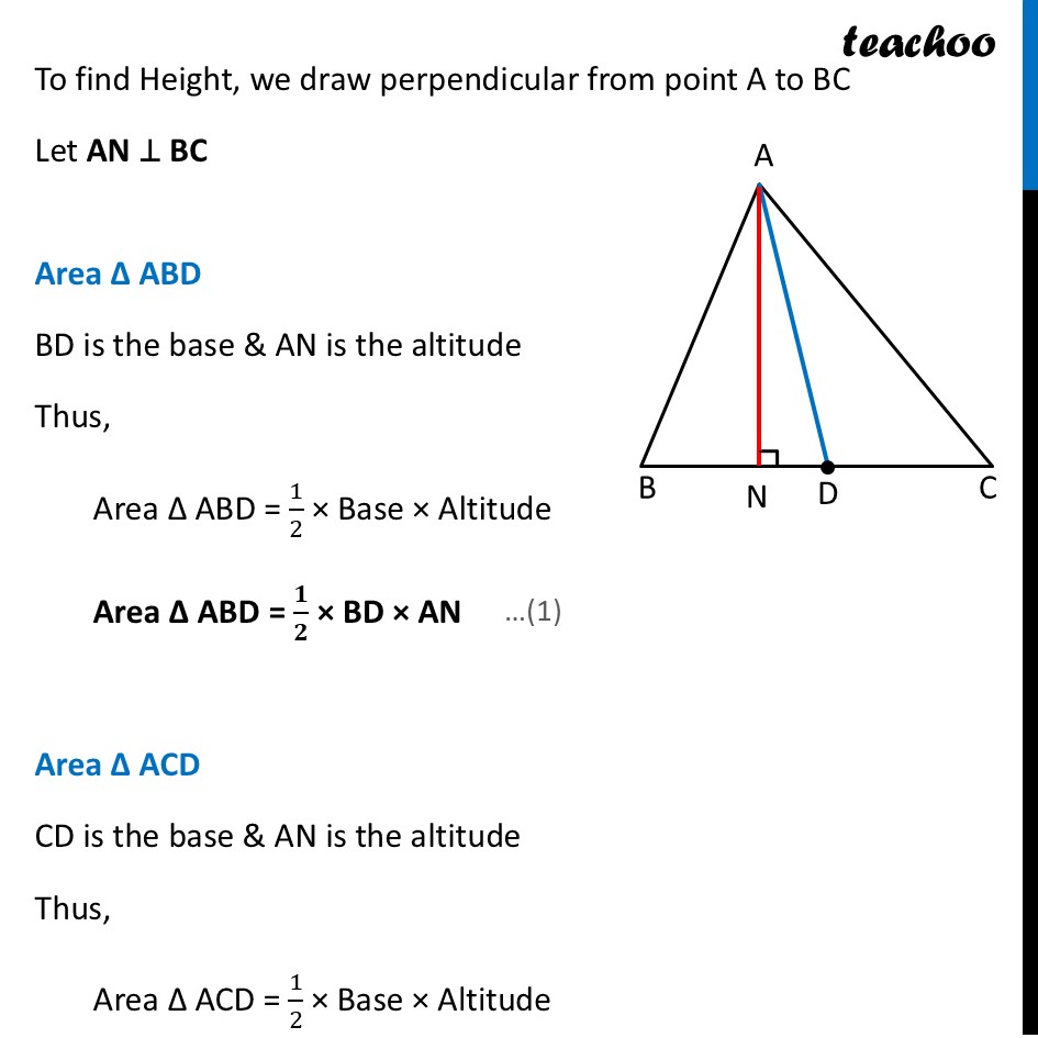 part 3 - Median of a triangle divides it into two triangles with equal area - Area of a Triangle - Chapter 6 Class 9 - Measuring Space: Perimeter and Area (Ganita Manjar - Class 9
