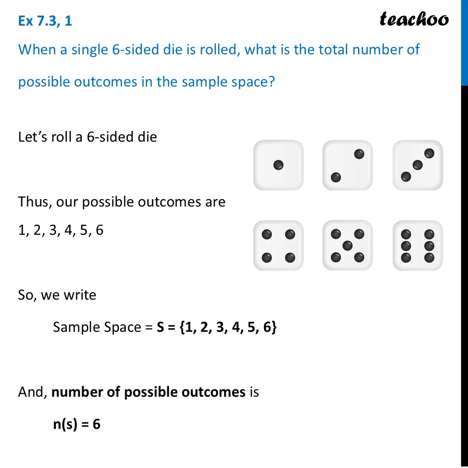 When a single 6-sided die is rolled, what is the total number of - Exercise Set 7.3