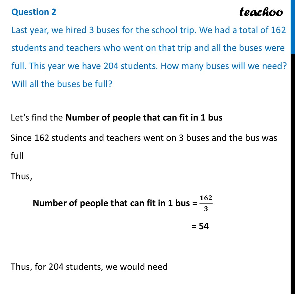 Last year, we hired 3 buses for the school trip. We had a total of 162 - Figure it out - Page 176, 177