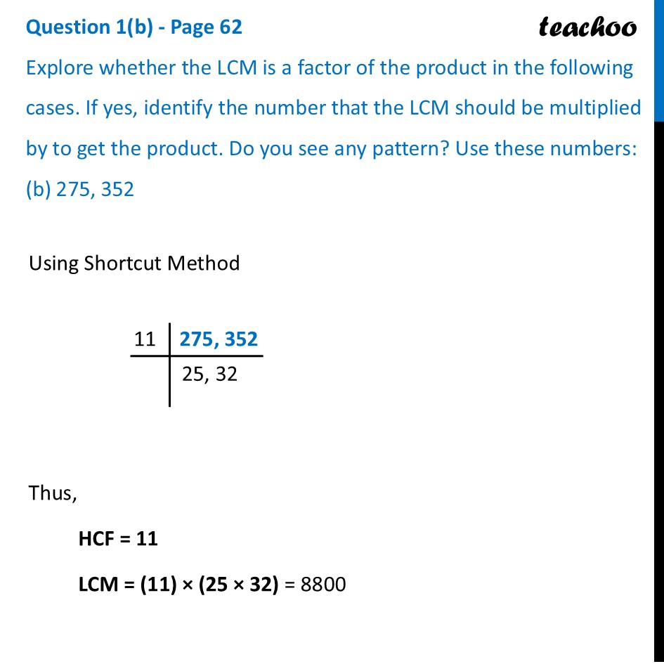 part 3 - Question 1 - Page 62 - Property Involving both the HCF and the LCM - Chapter 3 Class 7 - Finding Common Ground (Ganita Prakash II) - Class 7 (Ganita Prakash 1, 2 & old NCERT)