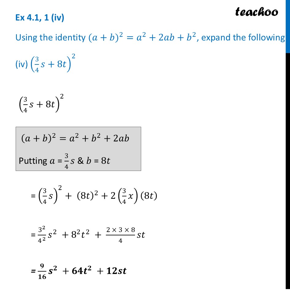 part 4 - Ex 4.1, 1 - Exercise Set 4.1 - Chapter 4 Class 9 - Exploring Algebraic Identities (Ganita Manjari I) - Class 9