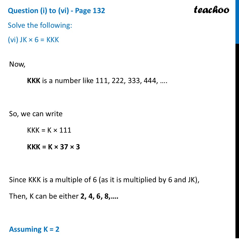 part 13 - Question (i) to (vi) - Page 132 (Solve the following) - Digits in Disguise - Chapter 5 Class 8 - Number Play (Ganita Prakash) - Class 8 (Ganita Prakash - 1, 2 & Old NCERT)