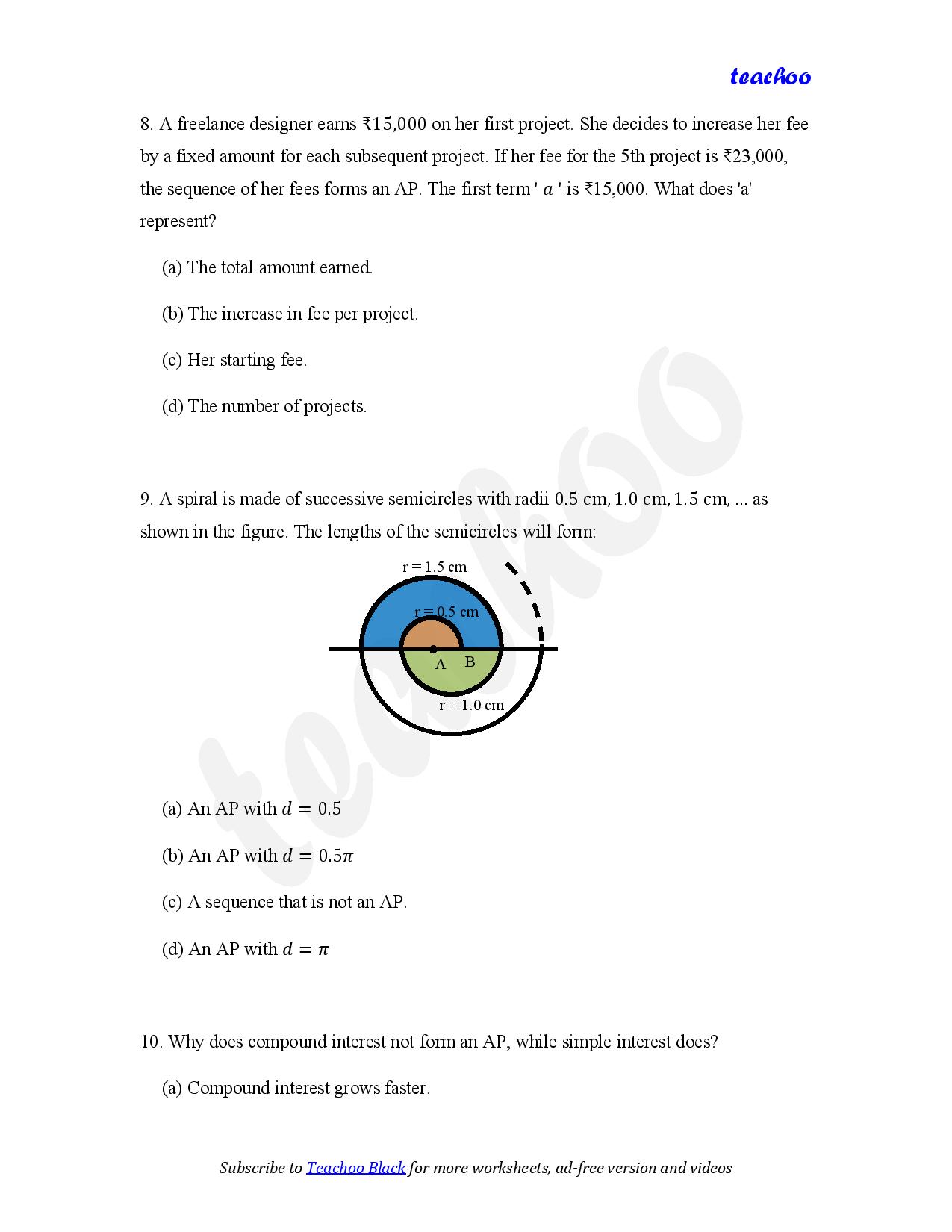 part 4 - MCQ - Worksheet 2 - Teachoo Questions - MCQs - Serial order wise - Chapter 5 Class 10 Arithmetic Progressions