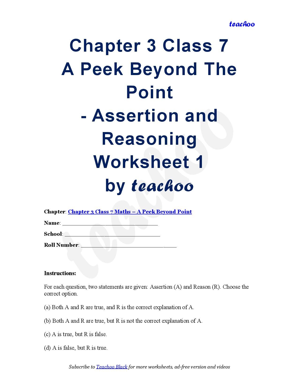 Assertion Reasoning – Download PDF - A Peek Beyond The Point Class 7 - Teachoo Questions - Assertion Reasoning