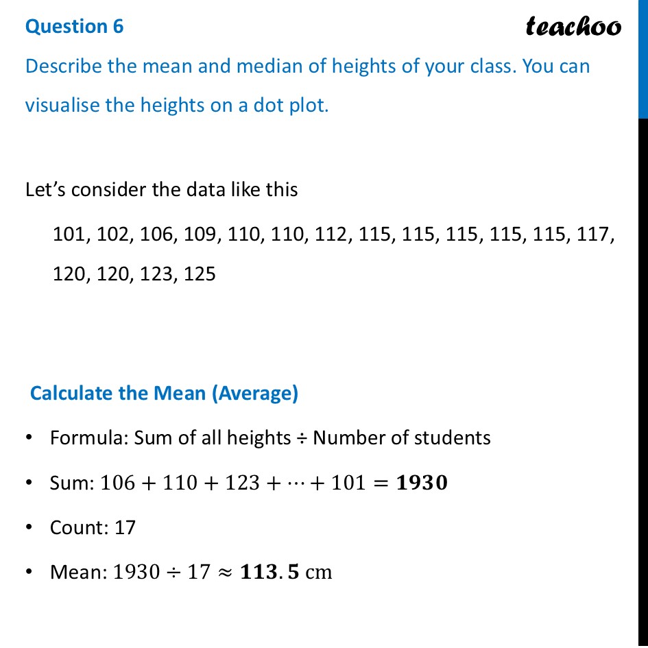 [Class 7 Part 2] Describe the mean and median of heights of your class - Figure it out - Page 129-134