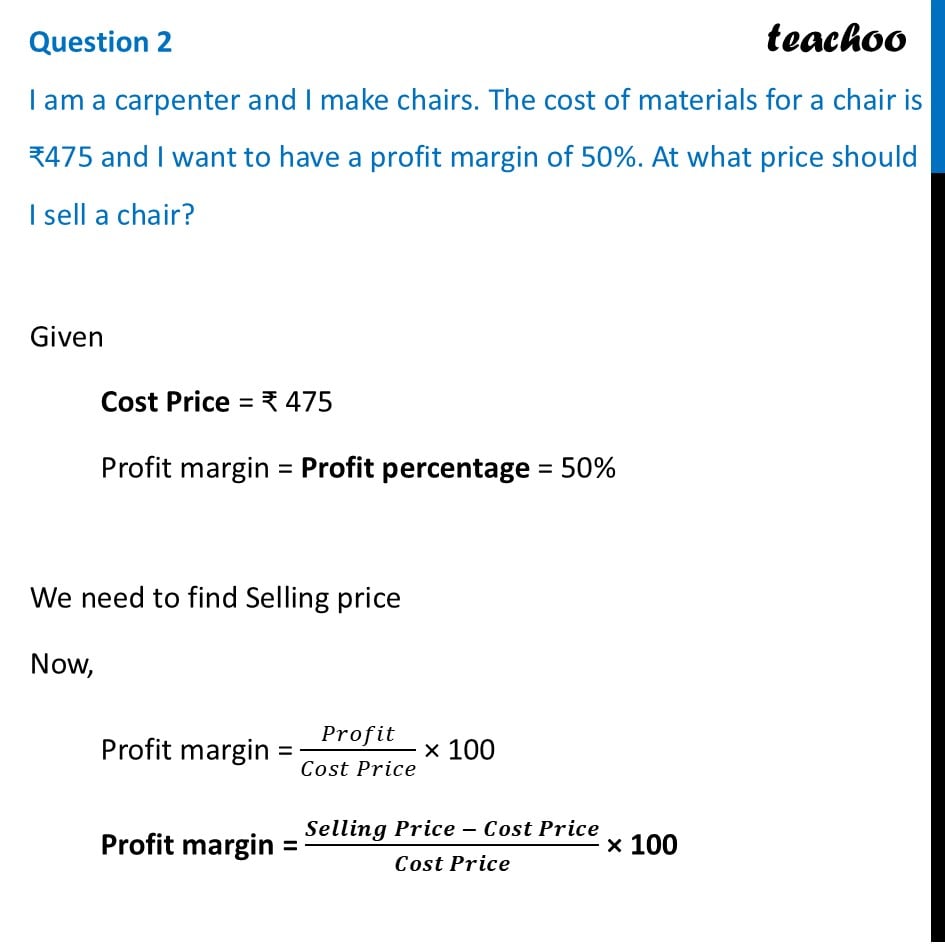 I am a carpenter and I make chairs. The cost of materials for a chair - Figure it out - Page 19, 20