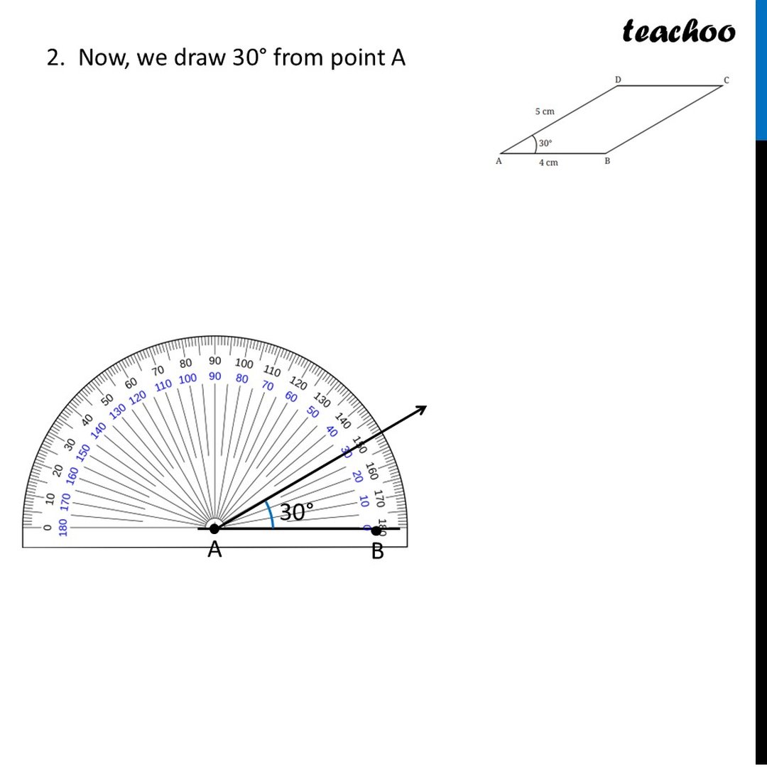 Draw a parallelogram with adjacent sides of lengths 4 cm