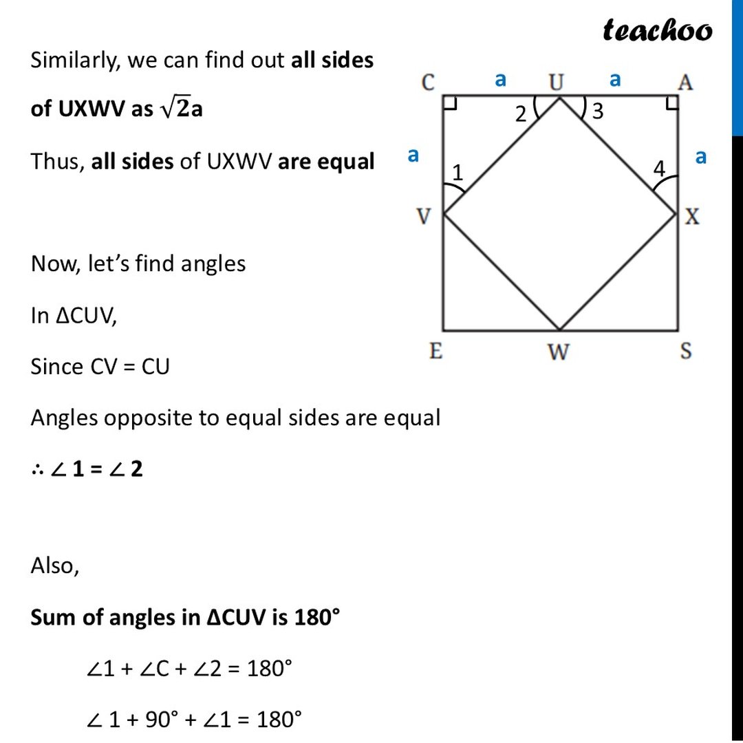 CASE is a square. The points U, V, W and X are the midpoints of the