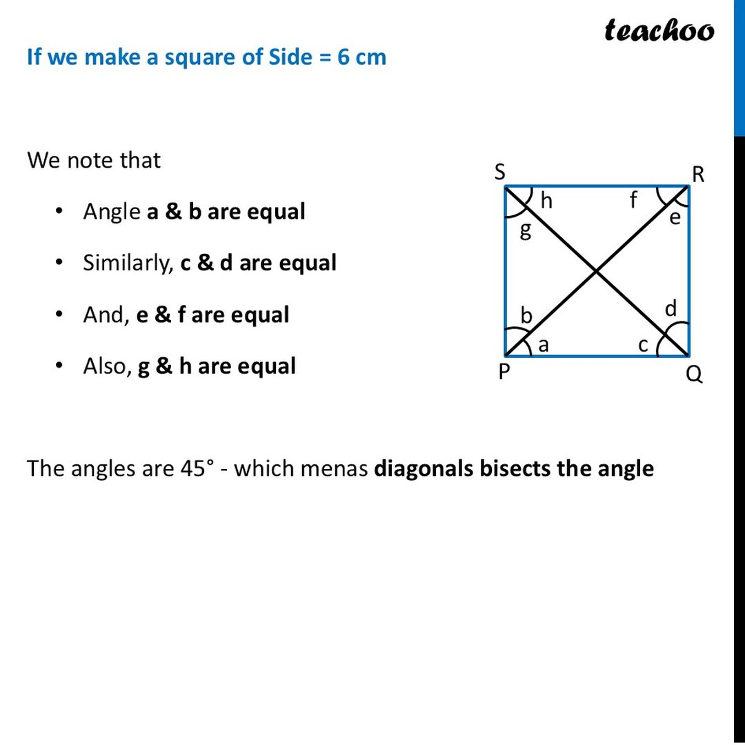 [Class 6] Diagonals of Squares – Definition, Angle Bisection - Teachoo