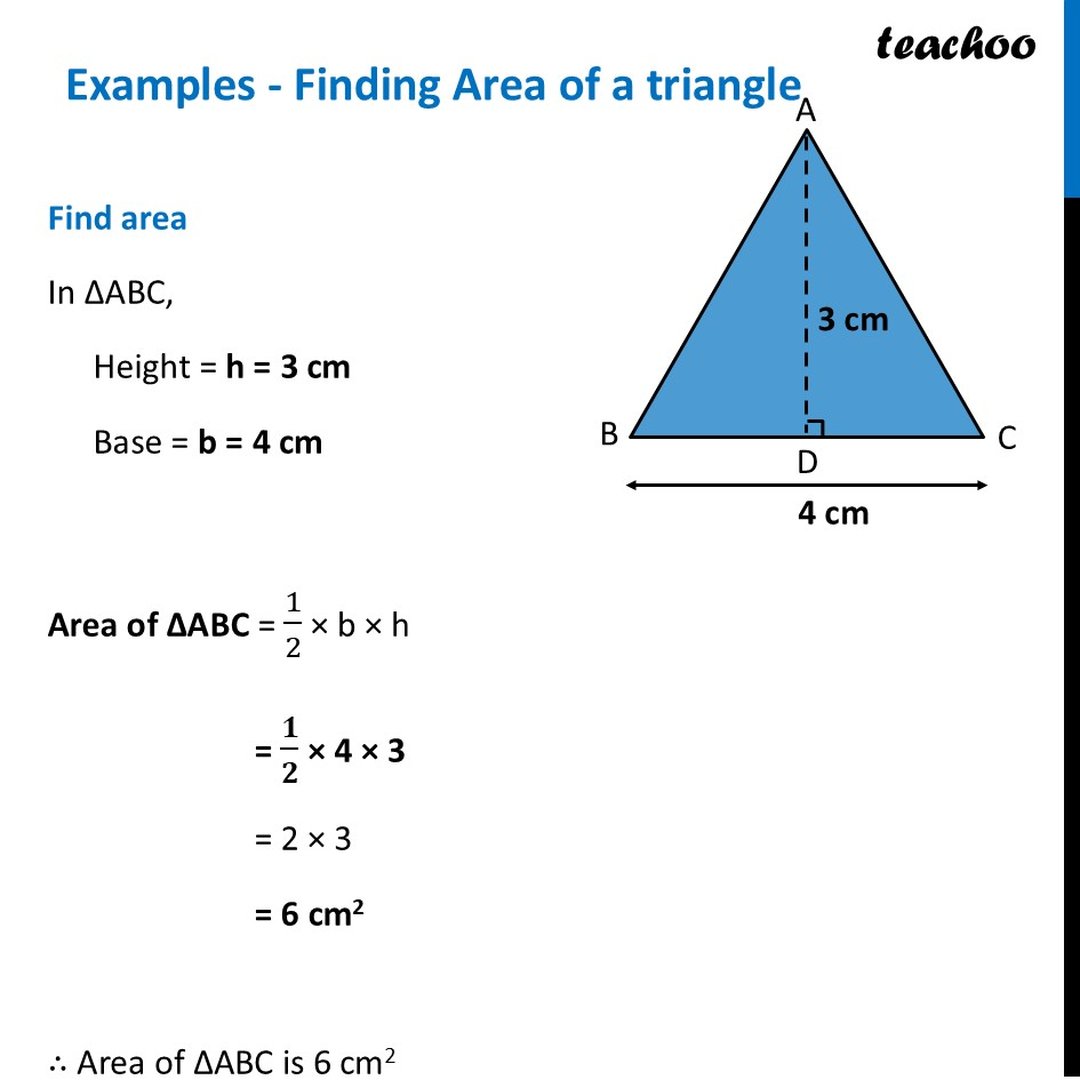 [Class 6 Maths] Examples of Finding Area of a triangle - Teachoo
