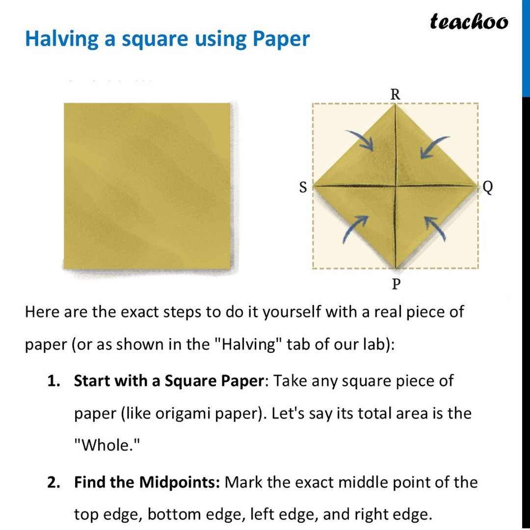 Halving a square using Paper - Steps [Class 8 Ganita Prakash II]
