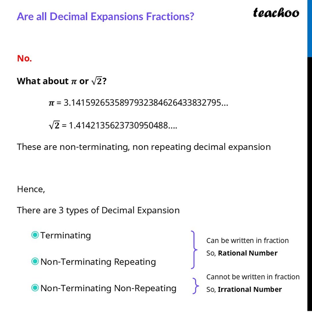 Decimal Expansion of Real Numbers - Different Types [with Examples]