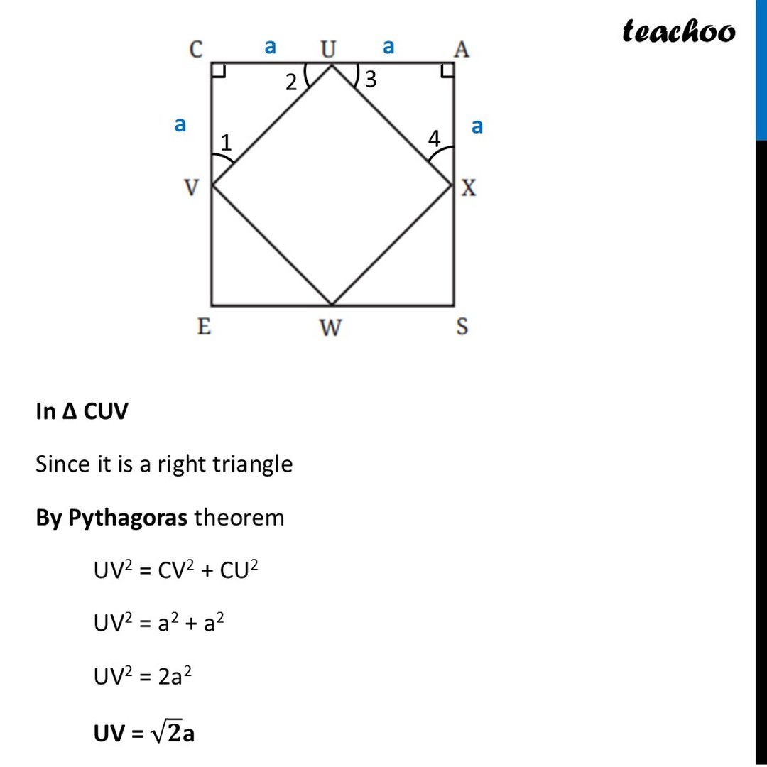 CASE is a square. The points U, V, W and X are the midpoints of the