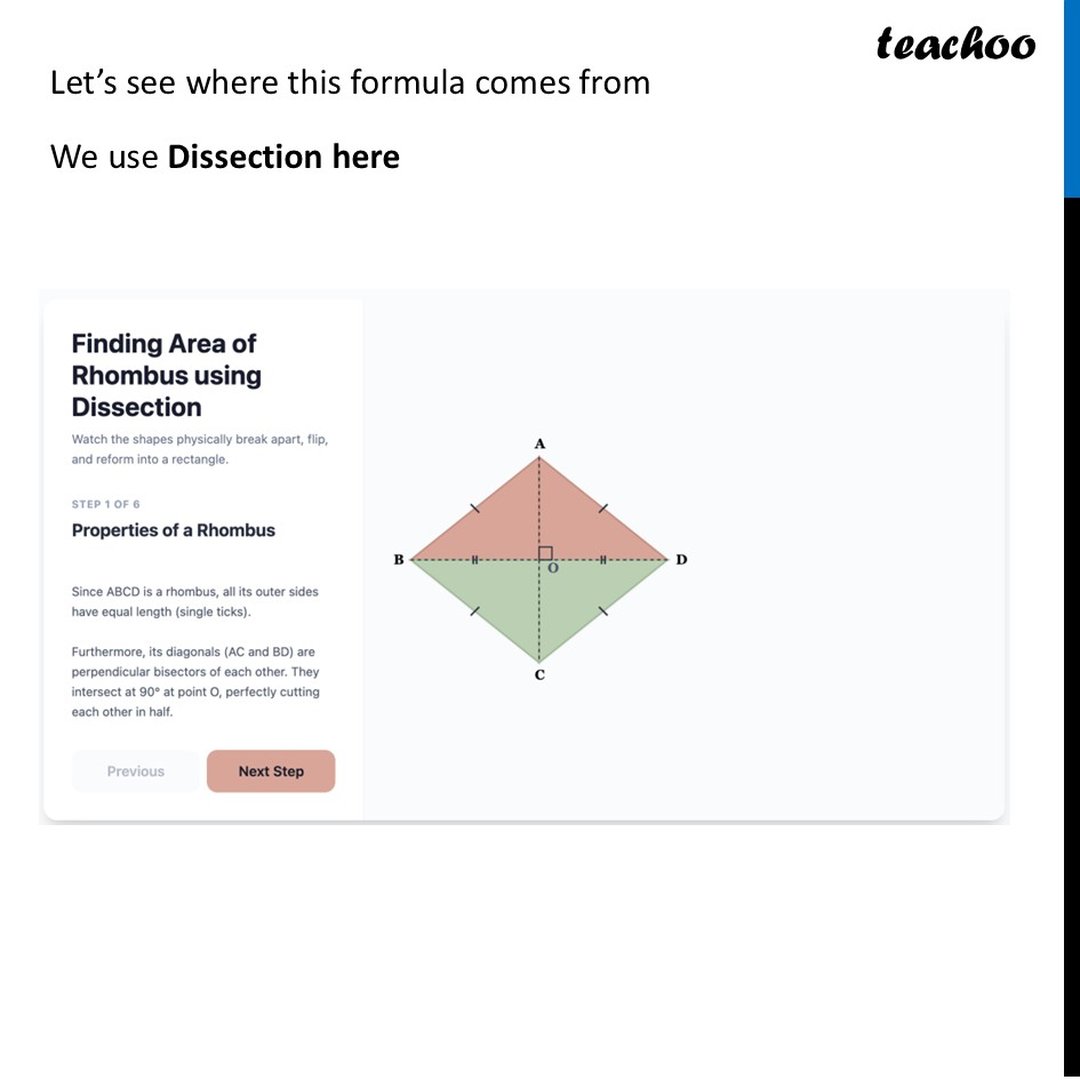 Area of a Rhombus - using Dissection [Chapter 7 Class 8 Ganita Part 2]