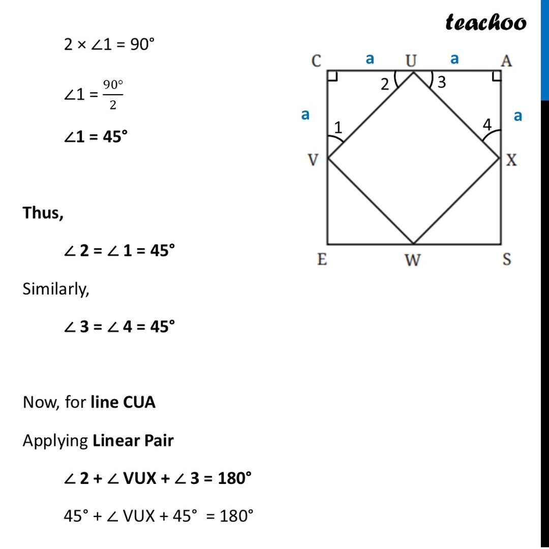 CASE is a square. The points U, V, W and X are the midpoints of the