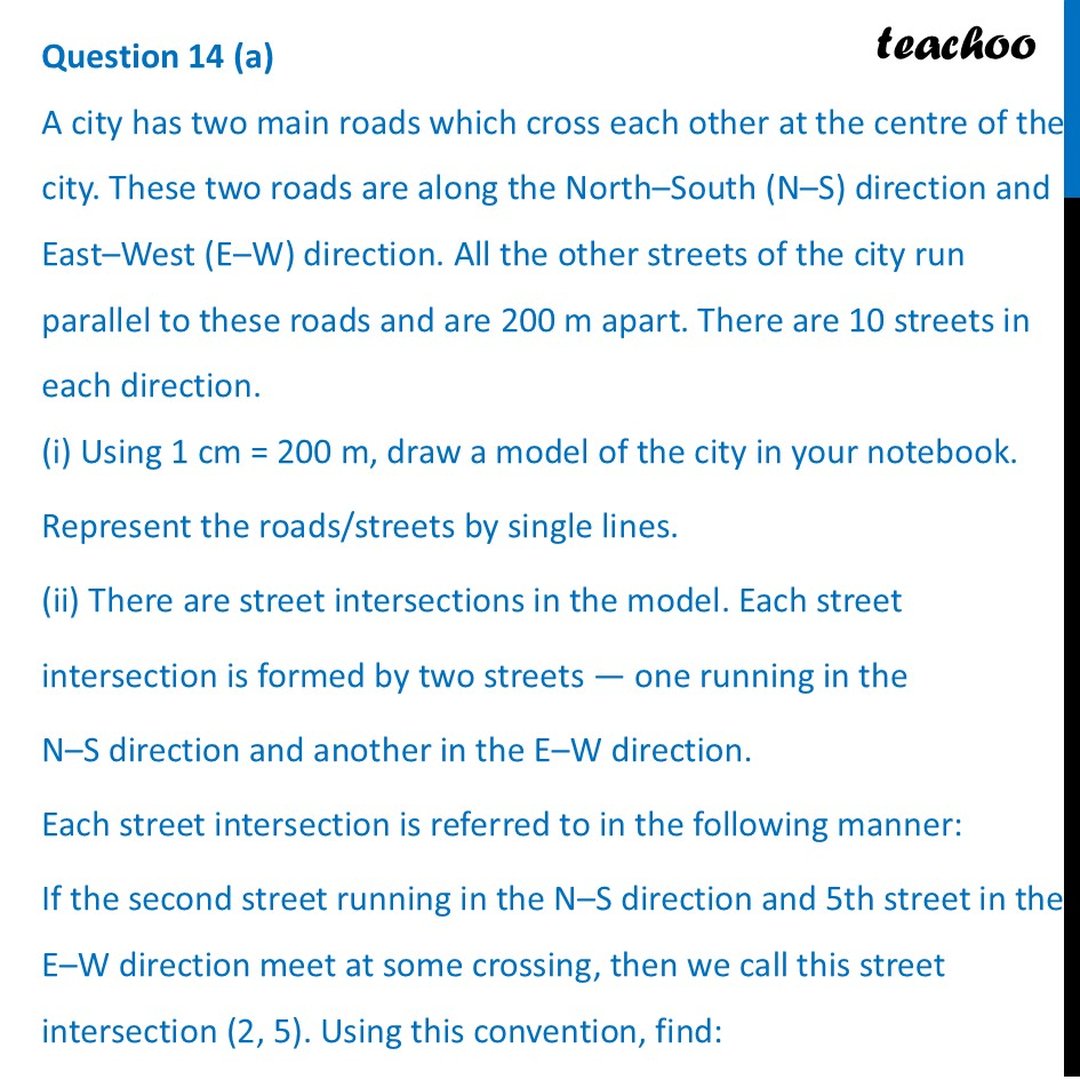 A city has two main roads which cross each other at the centre of the