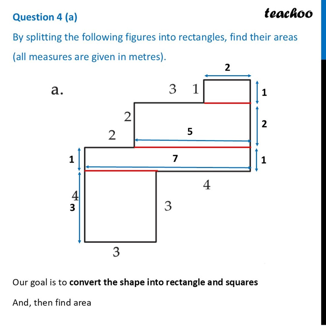 [Chapter 6 Class 6] By splitting the following figures into rectangles