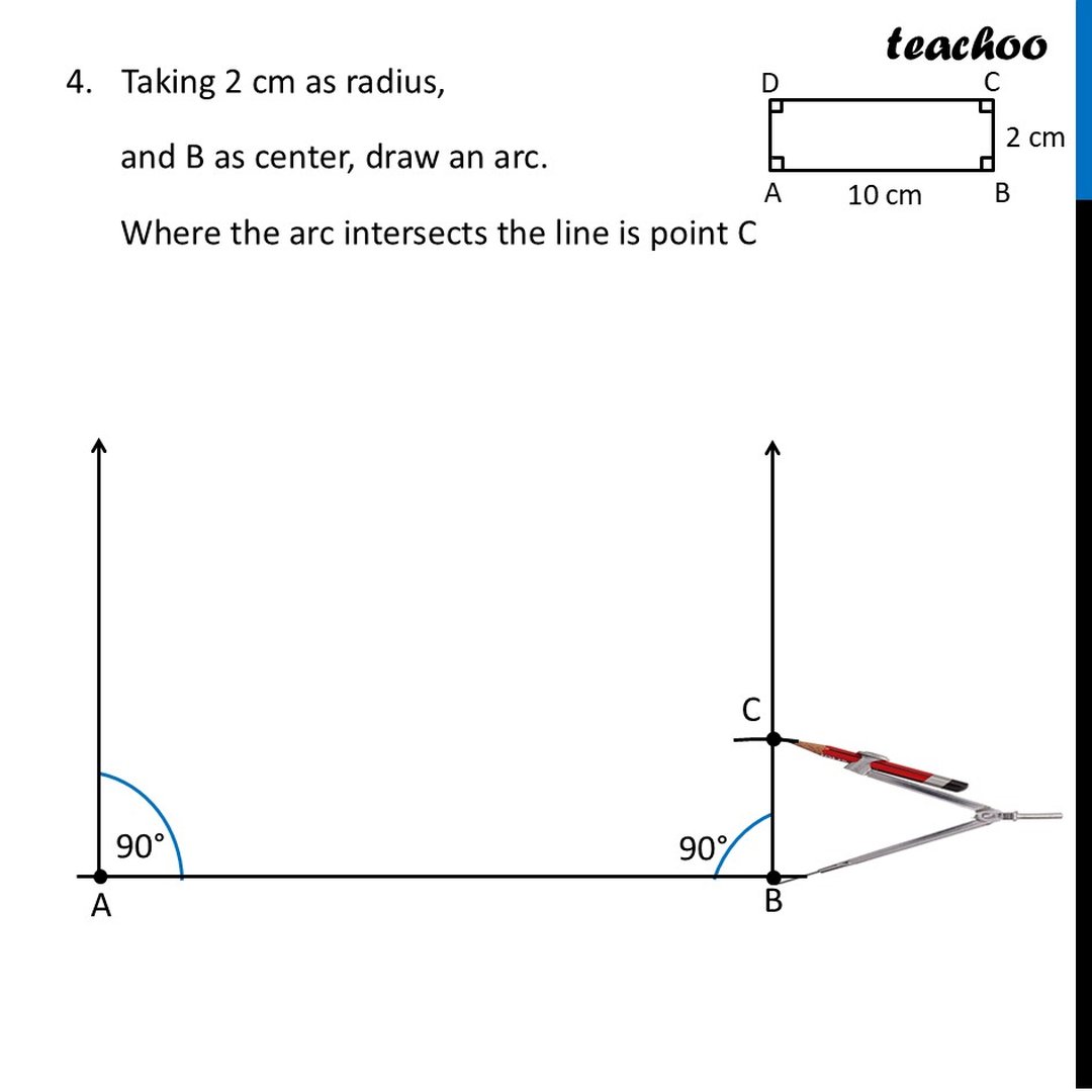 Draw a rectangle of sides 2 cm and 10 cm. After drawing, check if