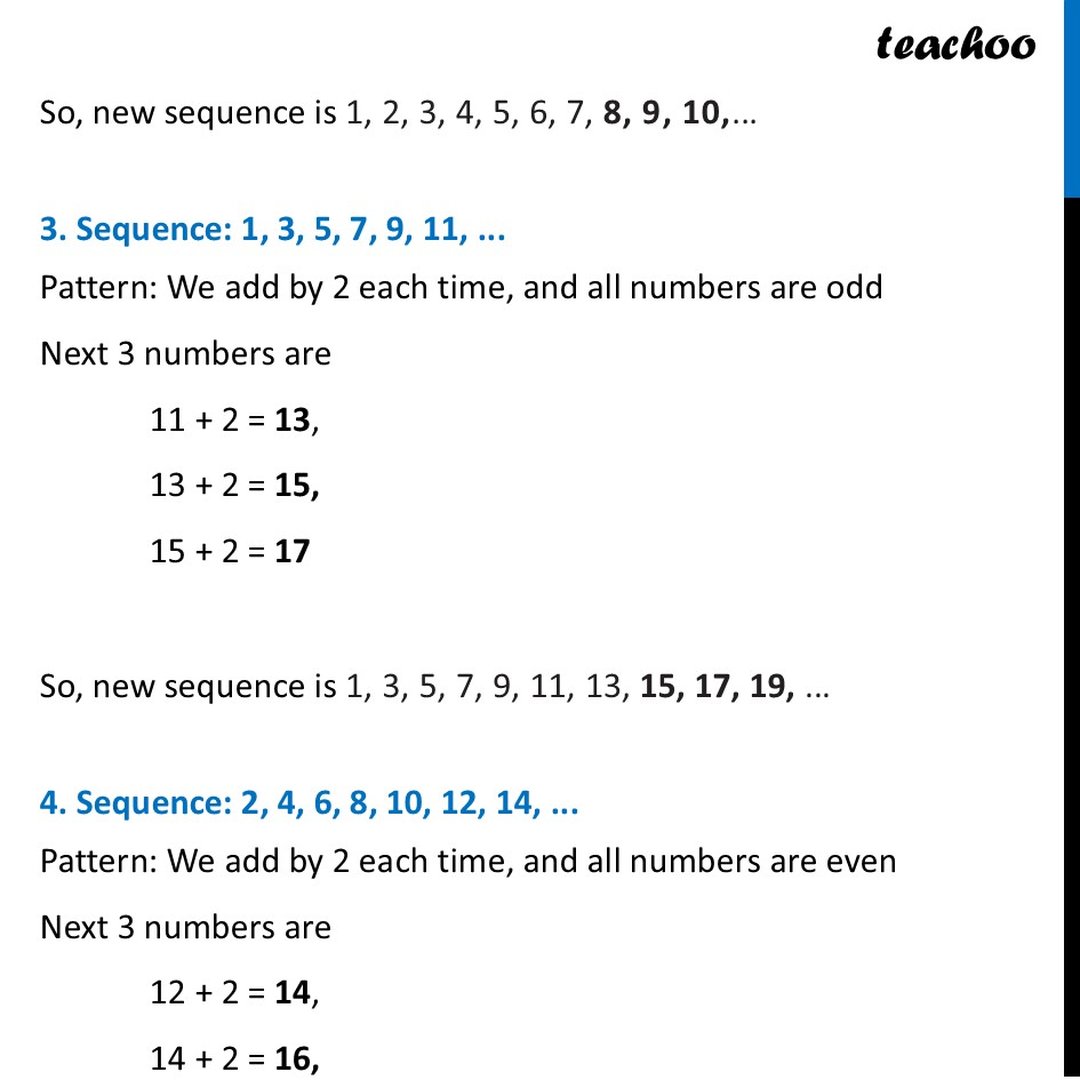 Rewrite each sequence of Table 1 in your notebook, along with next 3