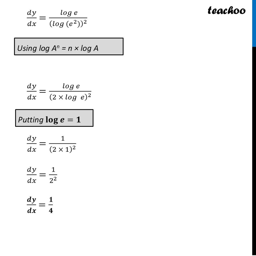 If 𝑥^𝑦=𝑒^(𝑥−𝑦) prove that 𝑑𝑦/𝑑𝑥=(log 𝑥)/((log (𝑥𝑒))^2 ) - CBSE Class 1
