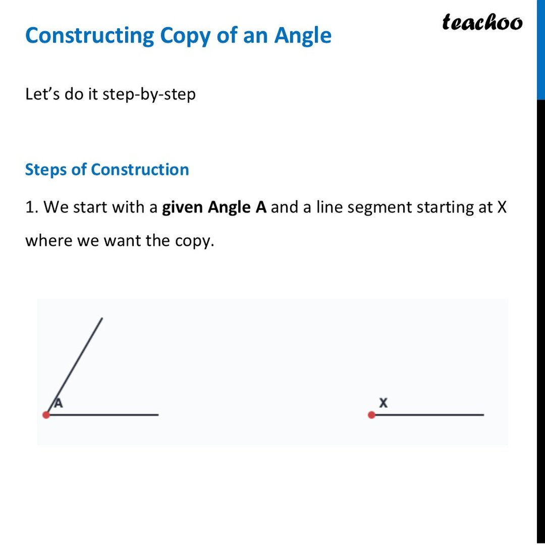 Constructing Copy of an Angle - Explanation + Worksheet - Teachoo