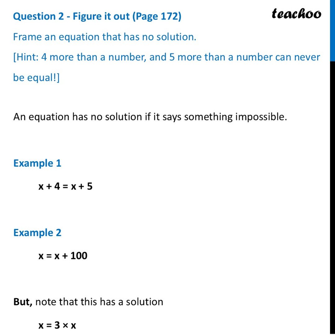 Frame an equation that has no solution [Class 7 Ganita Prakash II]