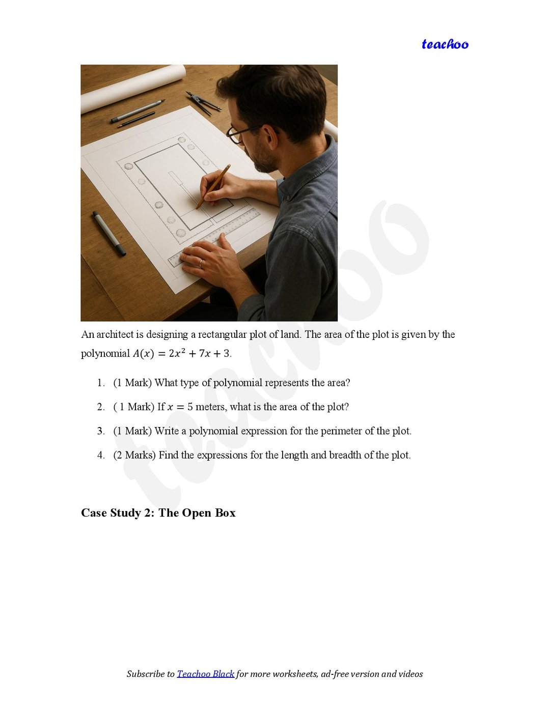 Polynomials Class 9 - Case Based Questions Worksheet - Download PDF