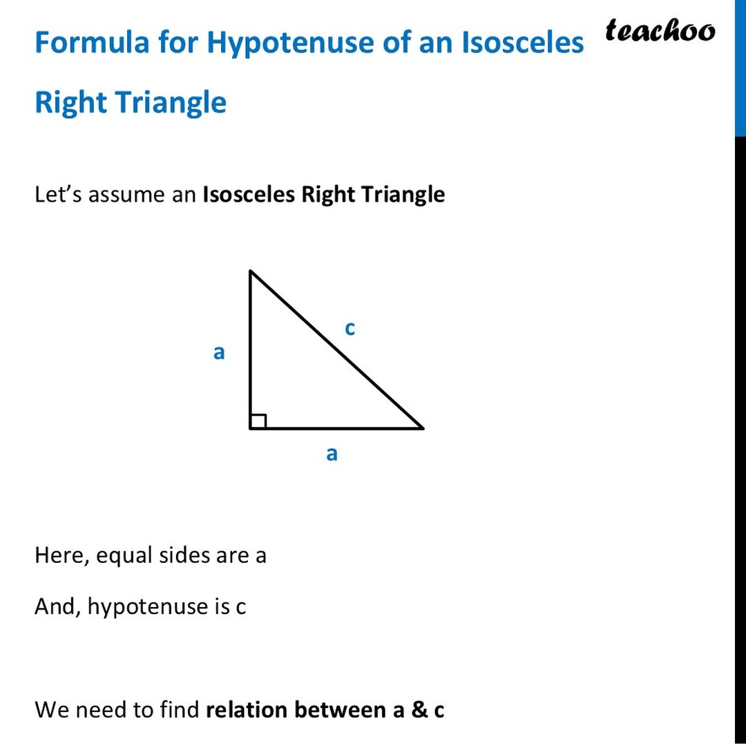 Formula for Hypotenuse of an Isosceles Right Triangle [Class 8 Maths]