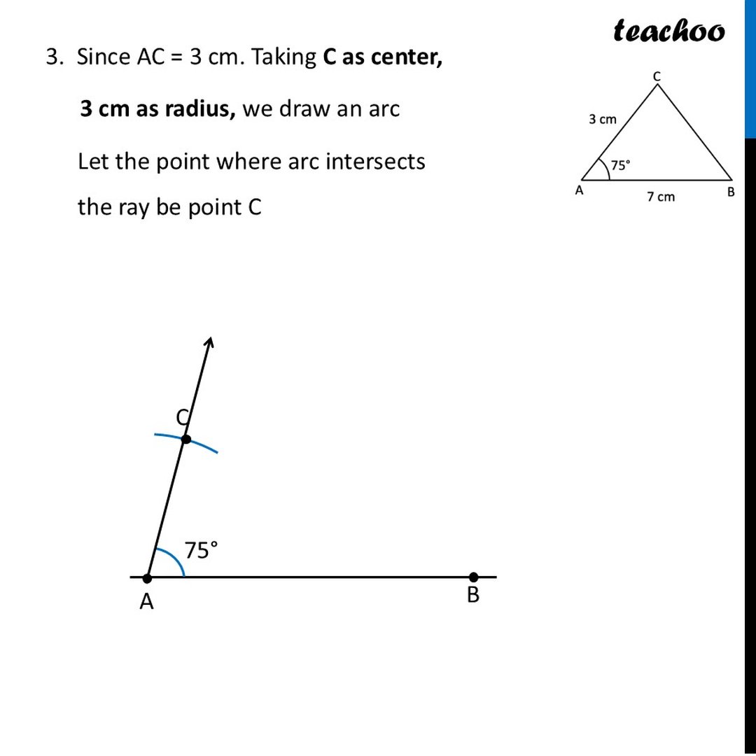 Construct triangles for the following measurements where the angle is