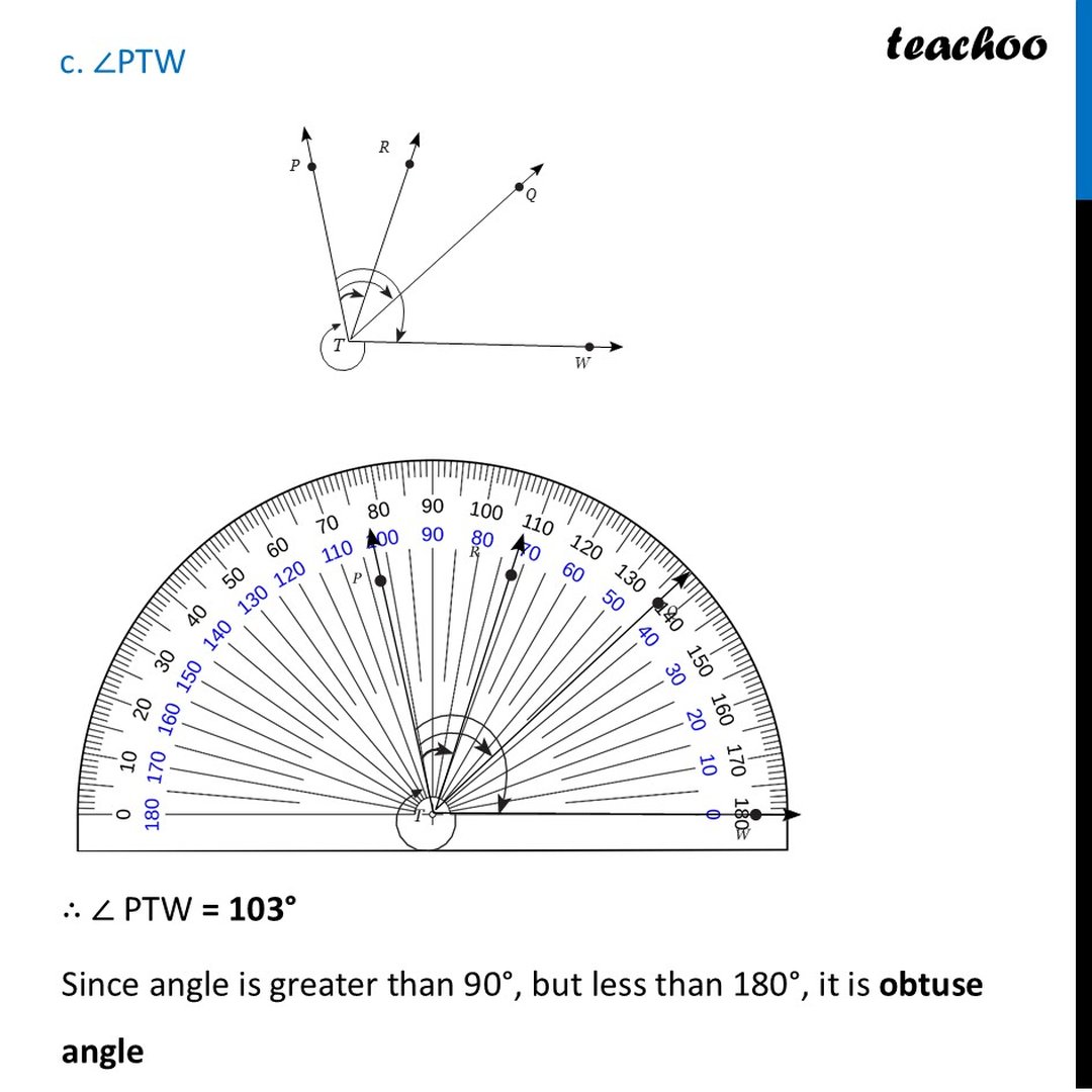 Use a protractor to find the measure of each angle. (a) ∠PTR - Teachoo