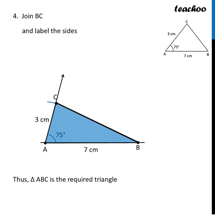 Construct triangles for the following measurements where the angle is