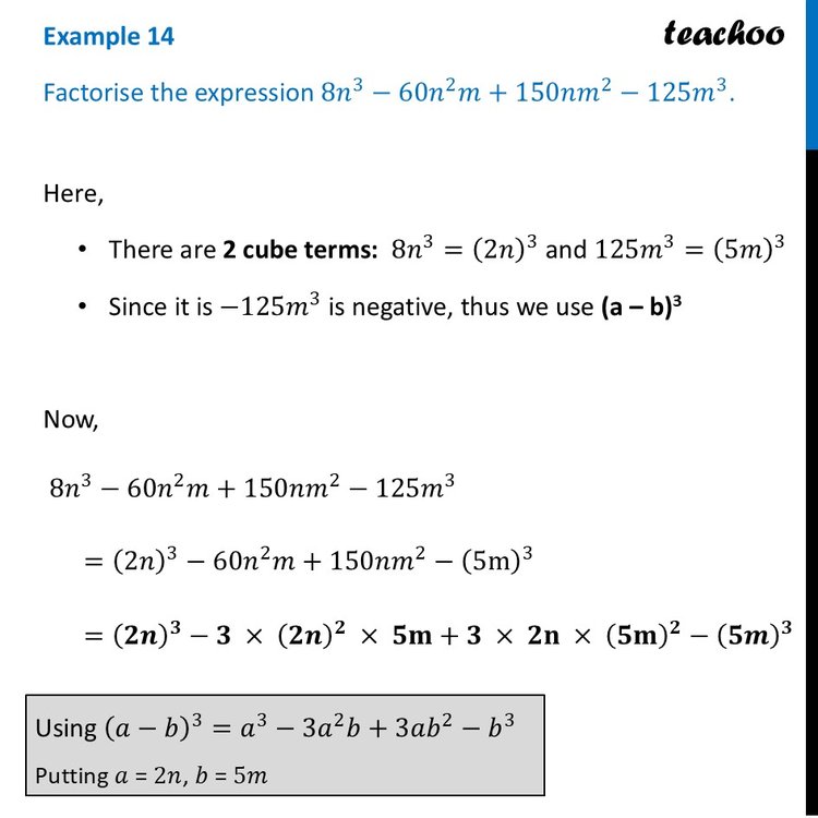 [Class 9] Factorise the expression 8𝑛^3−60𝑛^2 𝑚+150𝑛𝑚^2−125𝑚^3
