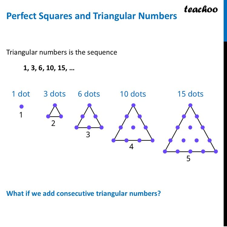 Perfect squares and triangular numbers - Worksheet (with Example)