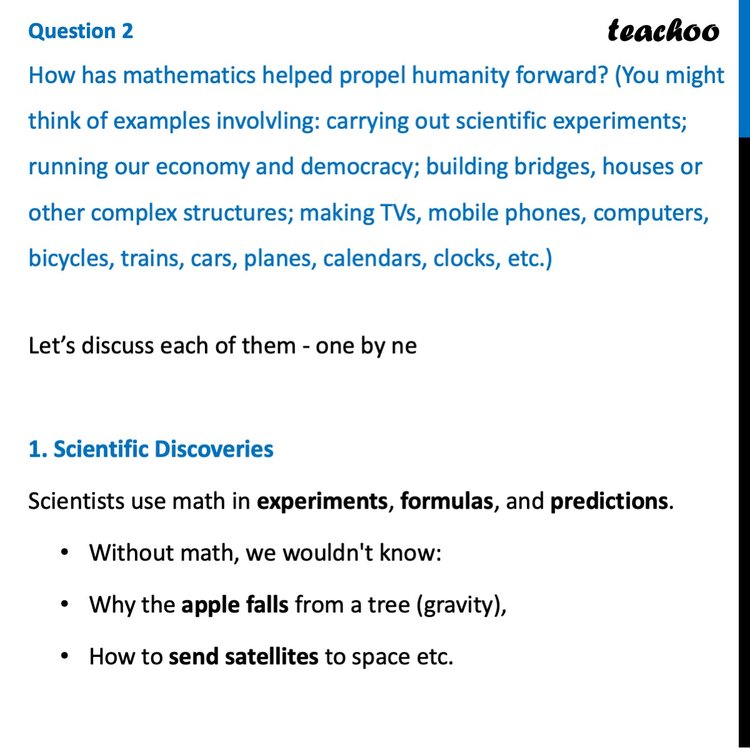 [Class 6 Maths] How has mathematics helped propel humanity forward?