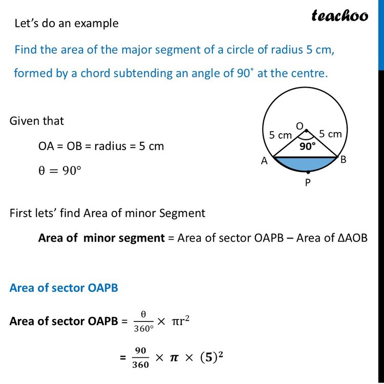 Area of segment - Formula, Example [with Video] - Teachoo Maths