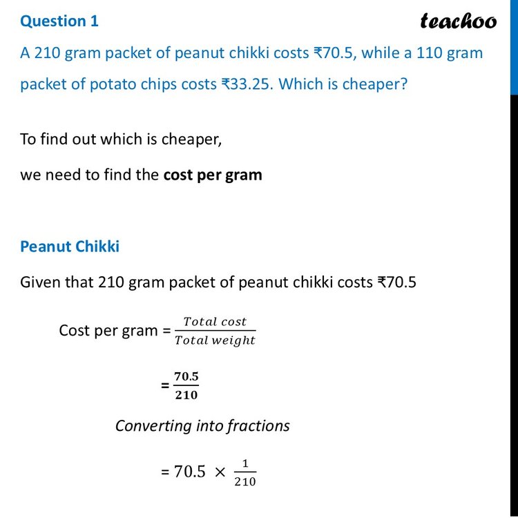 A 210 gram packet of peanut chikki costs ₹70.5, while a 110 gram