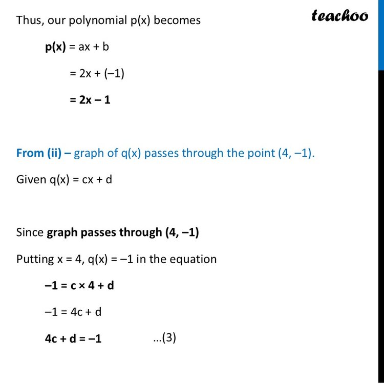 Let p(x) = ax + b and q(x) = cx + d be two linear polynomials such