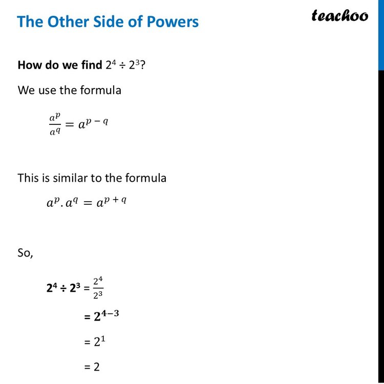 The Other Side of Powers - Formula (with examples) - Teachoo