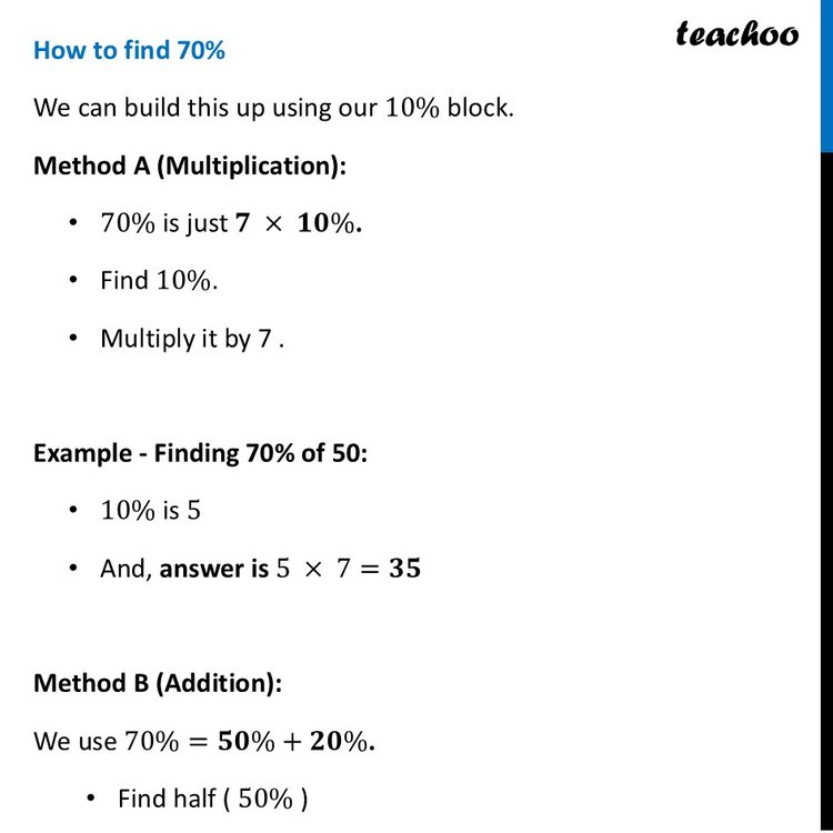 Suppose you have to mentally calculate the following percentages