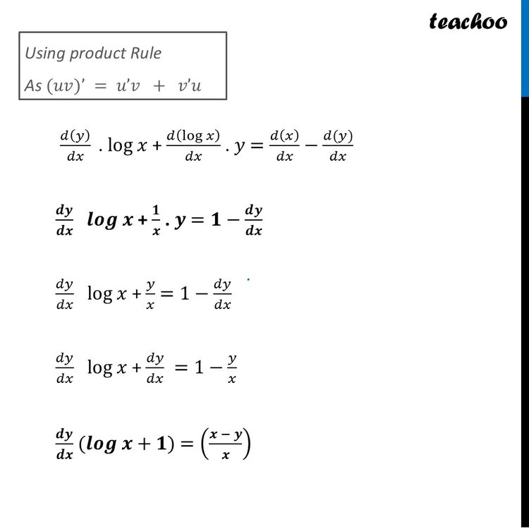 If 𝑥^𝑦=𝑒^(𝑥−𝑦) prove that 𝑑𝑦/𝑑𝑥=(log 𝑥)/((log (𝑥𝑒))^2 ) - CBSE Class 1