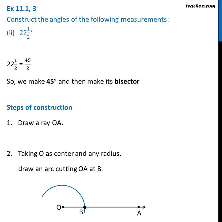 Question 3 (ii) - Construct angle 22 1/2° or 45°/2 [with Video]