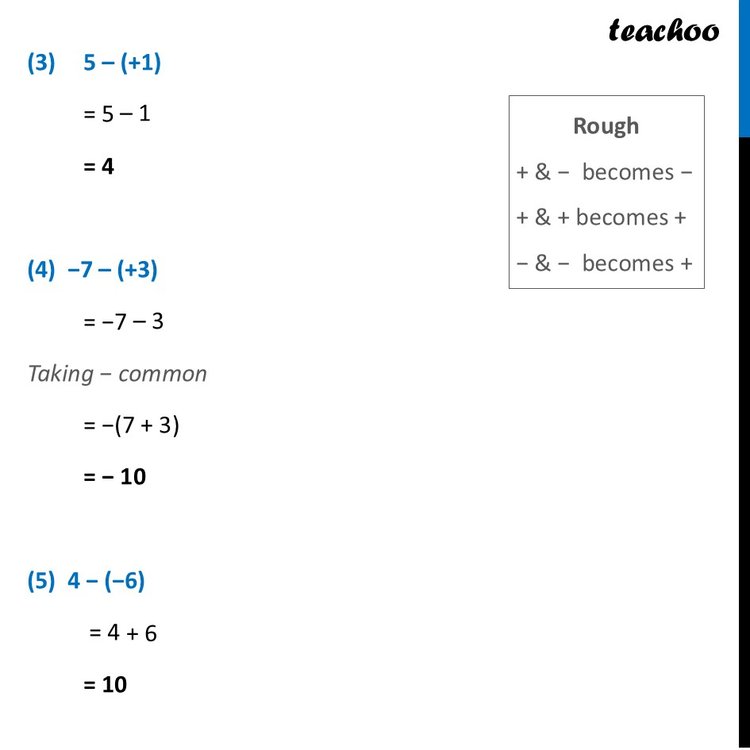 Subtraction of Integers – Rules, Examples, Worksheets - Teachoo