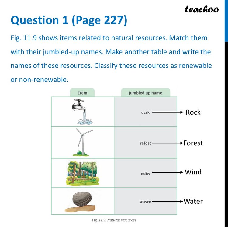 [Nature's Treasures] Fig 11.9 shows items related to natural resources