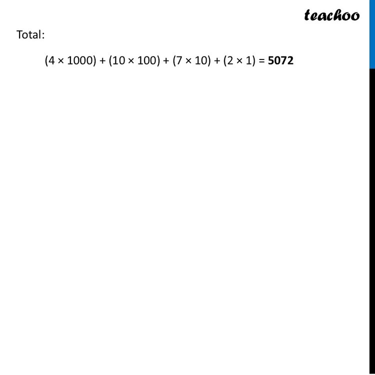 Two of the many different ways to get 5072 are shown below: