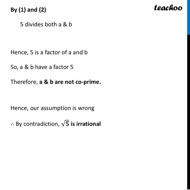 Prove that √5 is an irrational number - Steps with Video [Class 9]