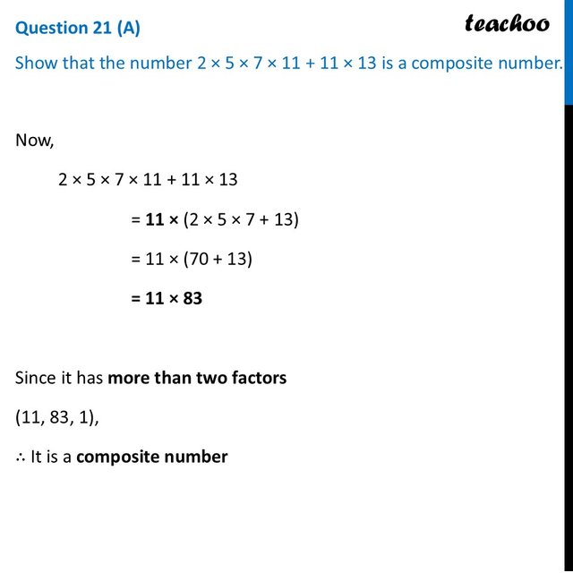 Show that the number 2×5×7×11+11×13 is a composite number.