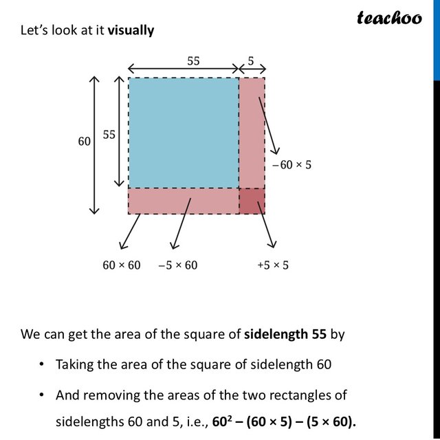 Square of the Difference of Two Numbers - Identity, Proof, Examples