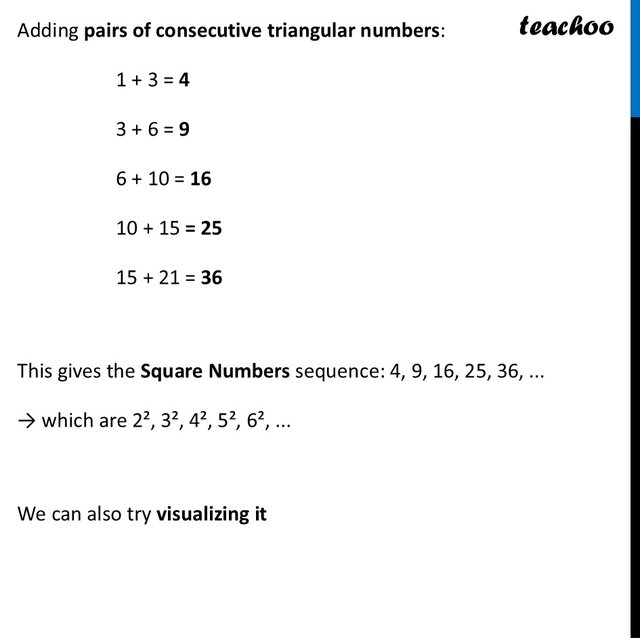 Perfect squares and triangular numbers - Worksheet (with Example)