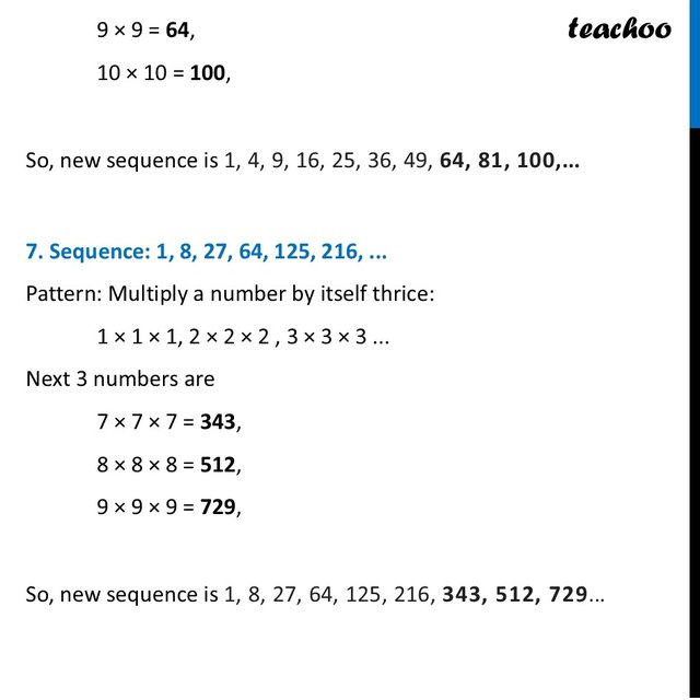 Rewrite each sequence of Table 1 in your notebook, along with next 3