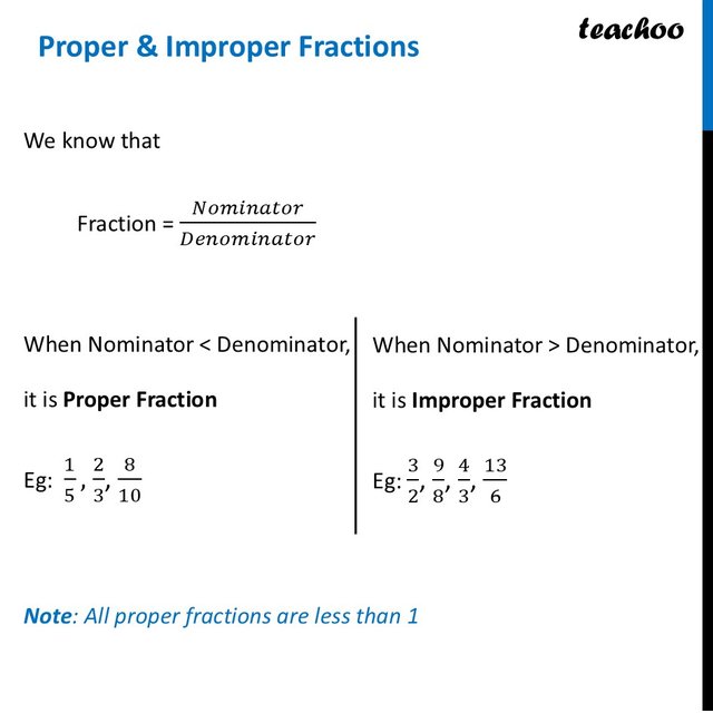 Proper and Improper Fractions - with Examples (and images)